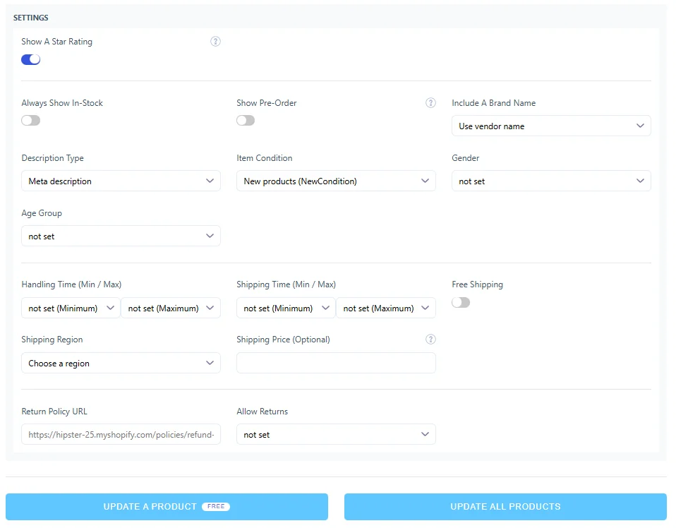 JSON-LD structured data interface showing schema markup for products and rich results